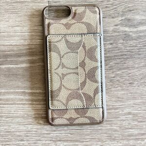 Coach Tan and Brown Phone Case with Card Slot